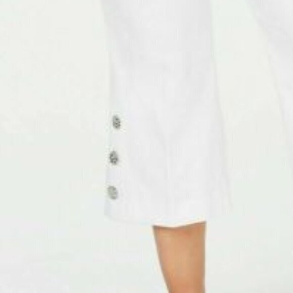 JM Collection Plus Size Button-Trim Cropped Pants White 0X 10 12 - Picture 4 of 12